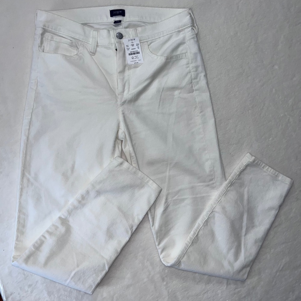 NWT‎ J.Crew Ivory White Corduroy Slim Pants Womens Size 28 High Rise Minimalist